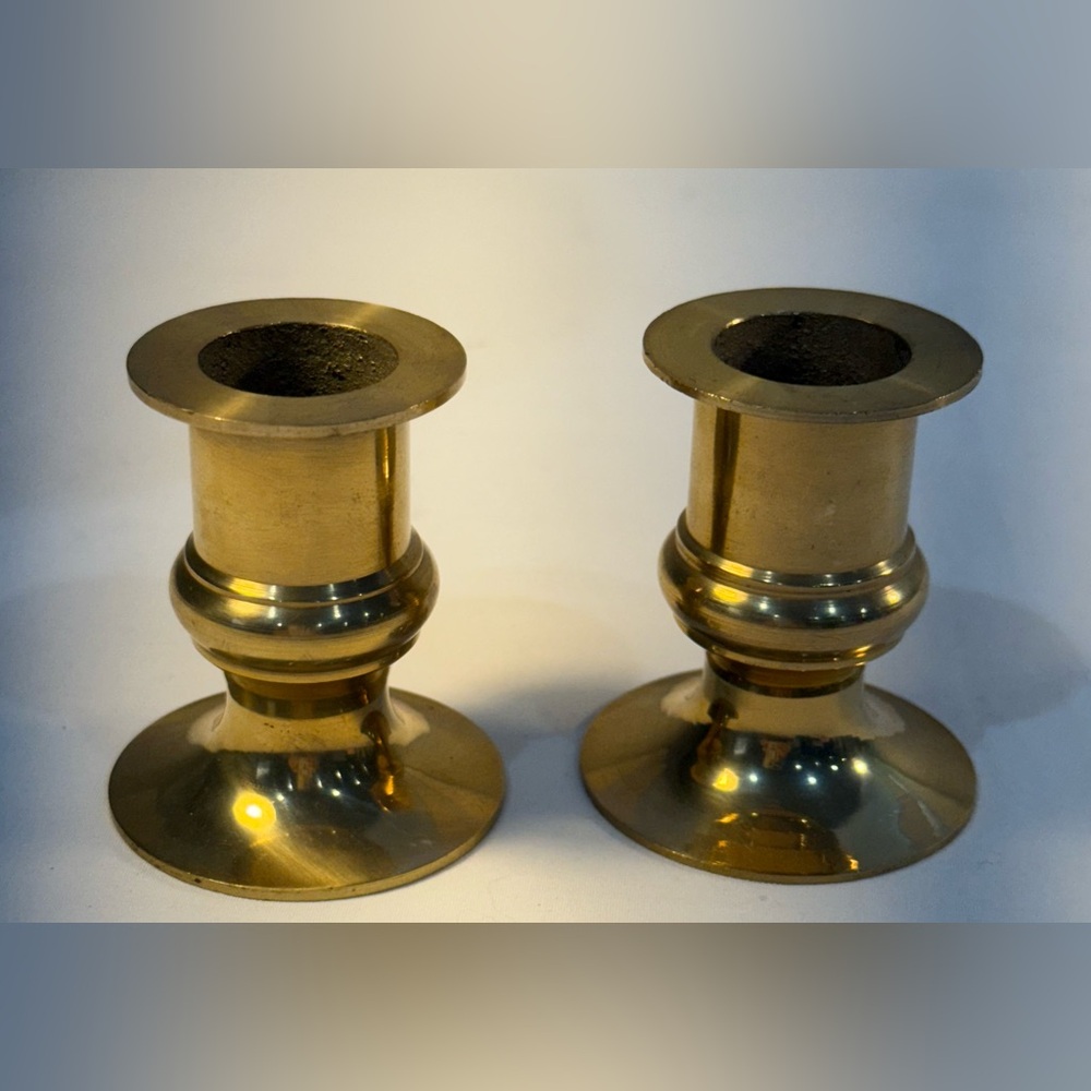 VTG  2 CANDLE STICK holder Brass  2 3/4" H